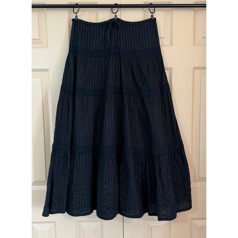 Black Tiered Maxi Skirt Witch Pirate Costume Renaissance Vampire Goth Halloween